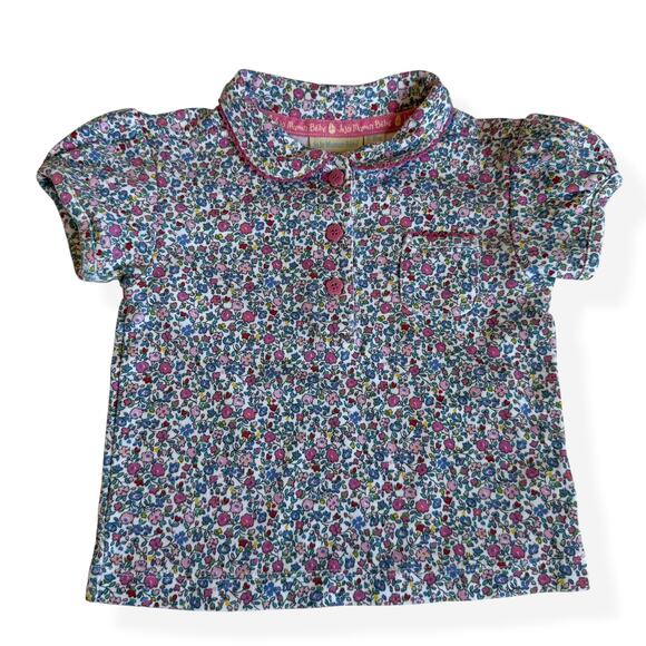 JoJo Maman Bebe Other - Jojo Maman Bebe Pink Summer Ditsy Floral Polo Shirt Girls Baby 12-18 Months